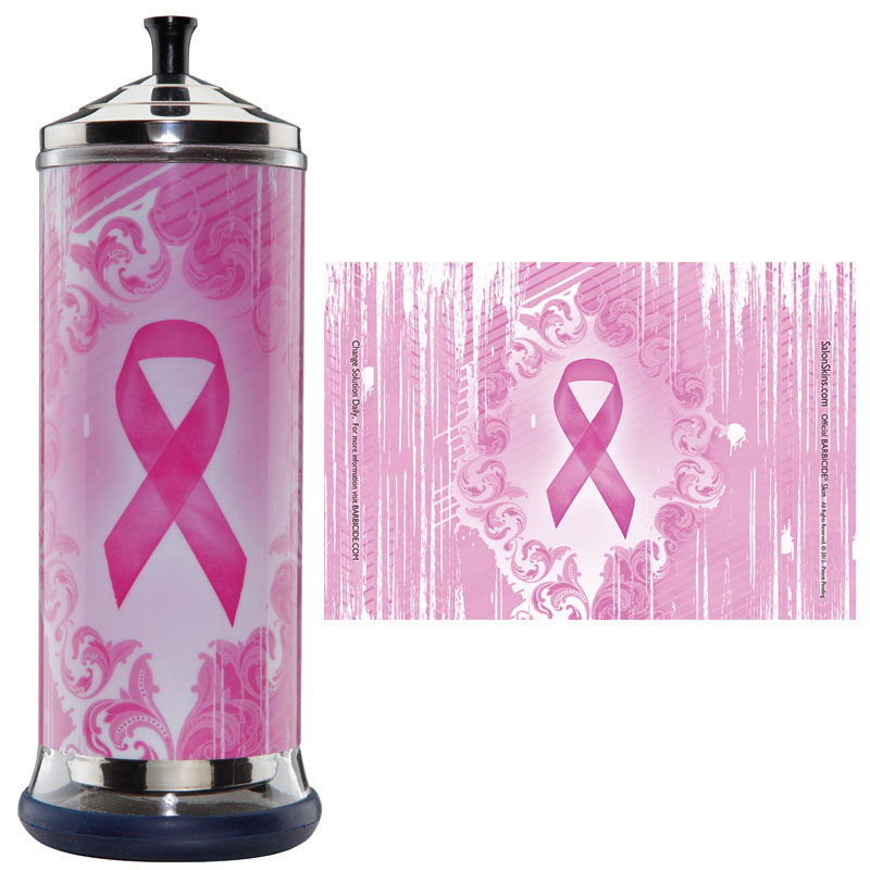 from http://www.salonskins.com/decorative-barbicide-jar-wrap-pink-ribbon