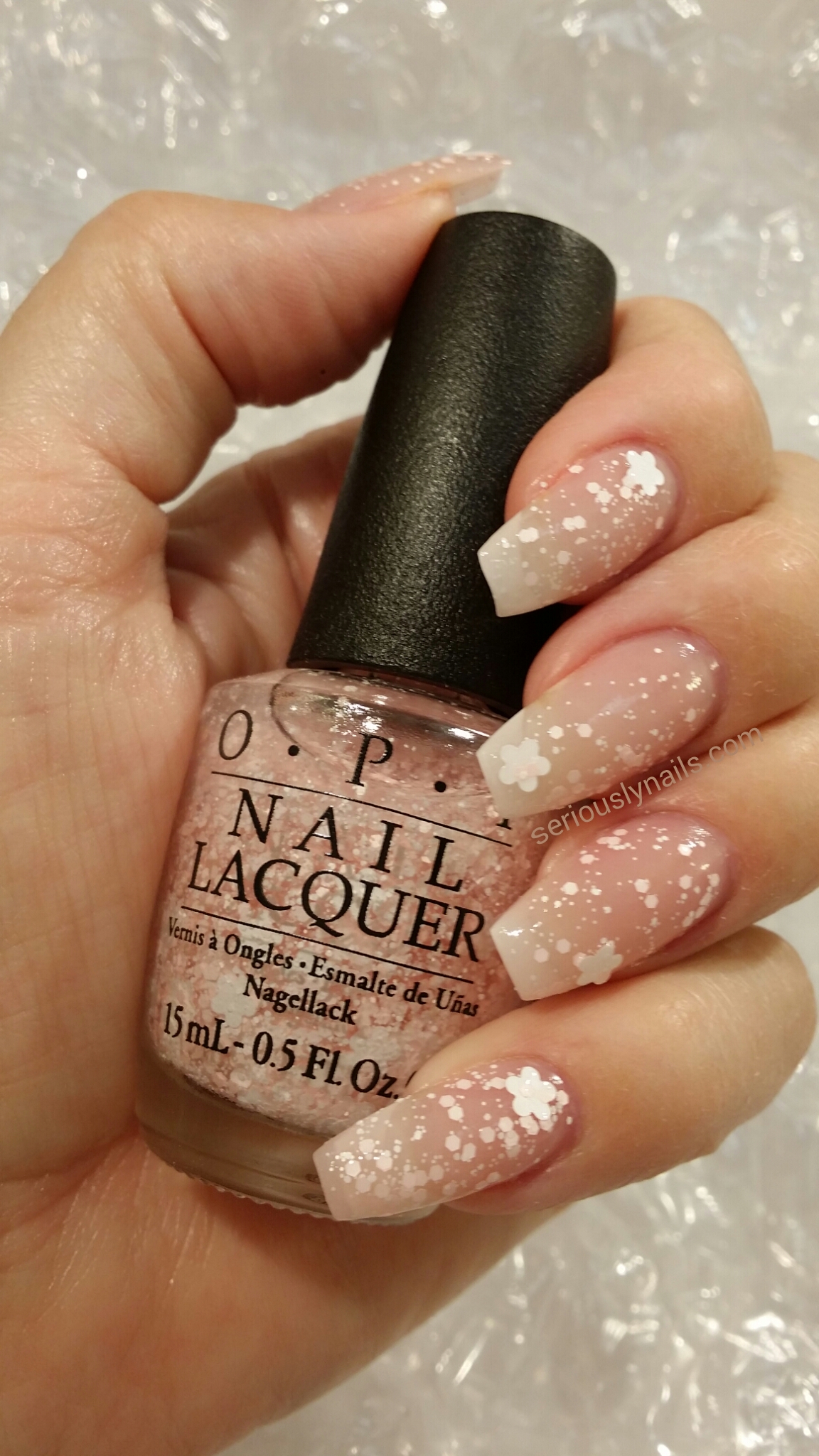 opi white glitter nail polish