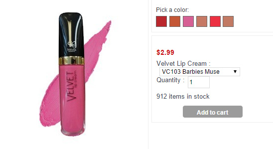 Lip Cream color options from Bonita Colors website