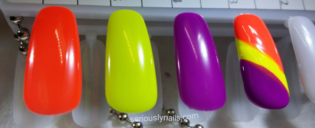 Comparison shot of colors with and without white base color.